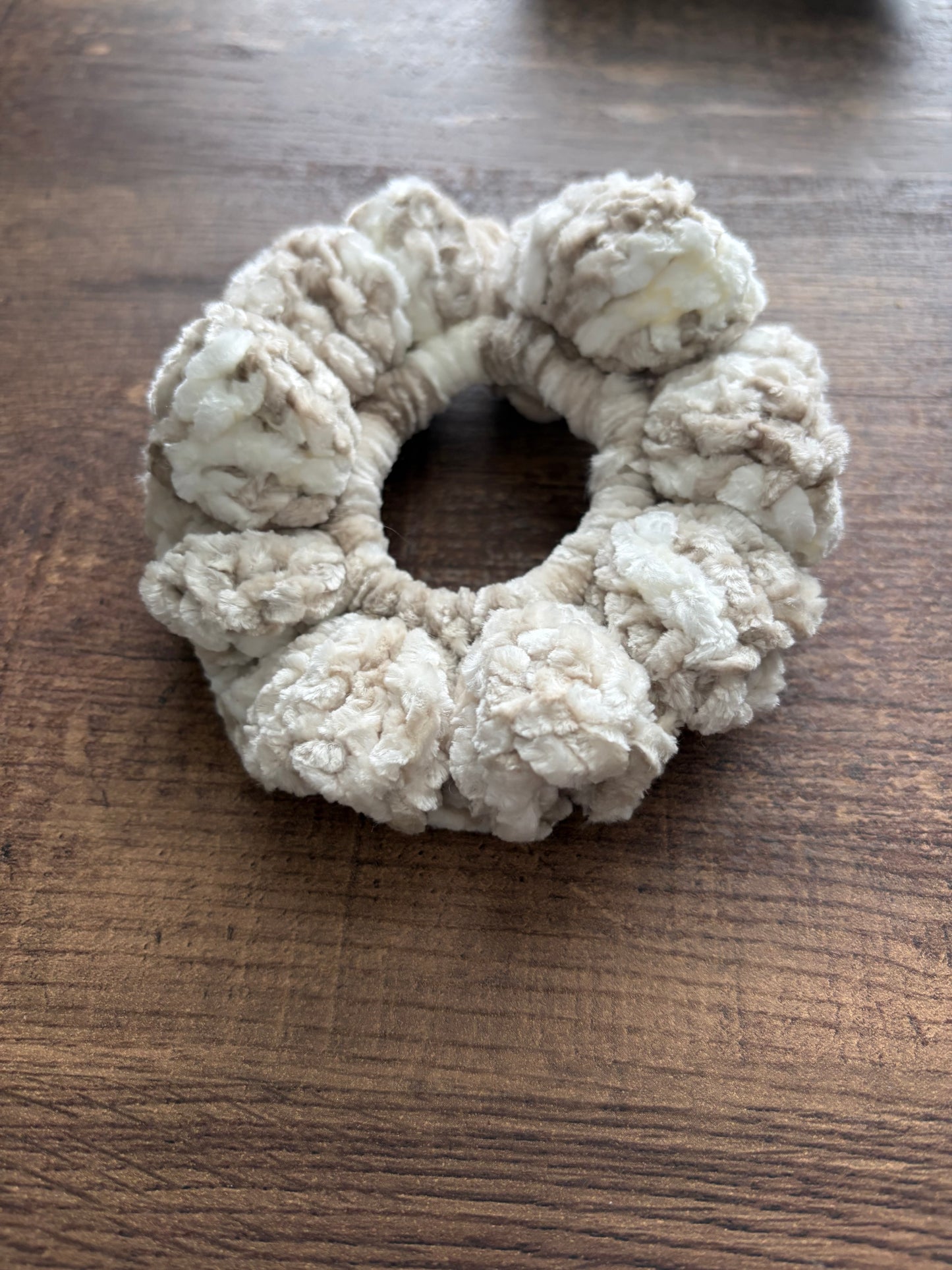 White Multicolored Velvet Scrunchie
